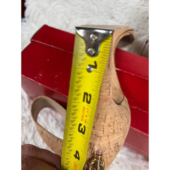 Diane Von Furstenberg Kinder Cork Ankle Strap Heel Womens Size 8 Tan Leather - Picture 6 of 6